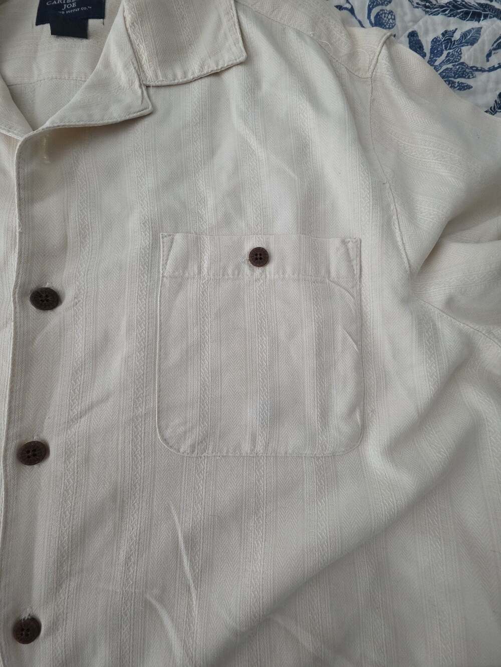 Caribbean Joe 100% Silk Cream Camp Resort Shirt XL - Picture 4 of 8